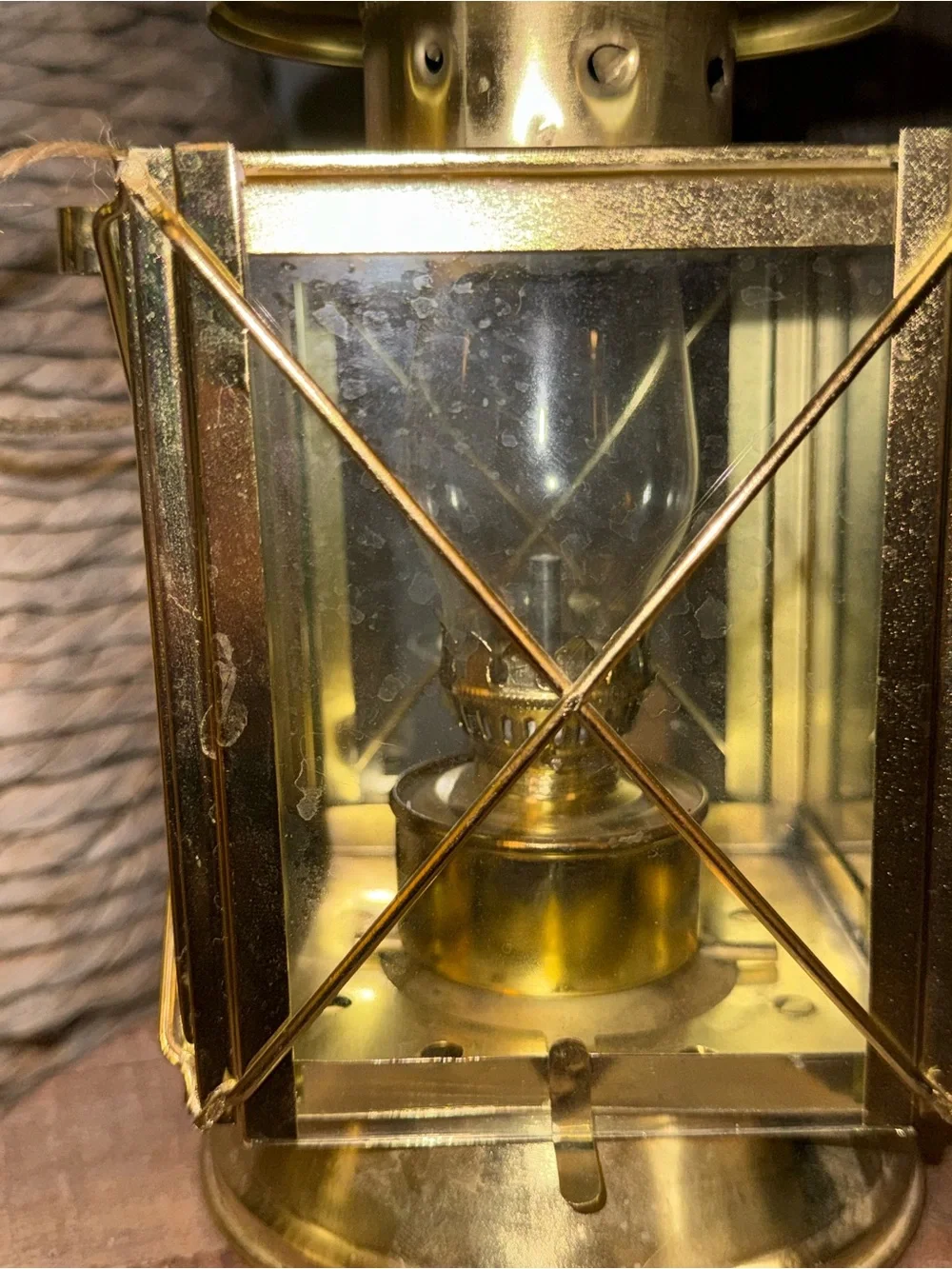 Ship Lantern Nautical Brass Color Oil Lamp 9 In Tall